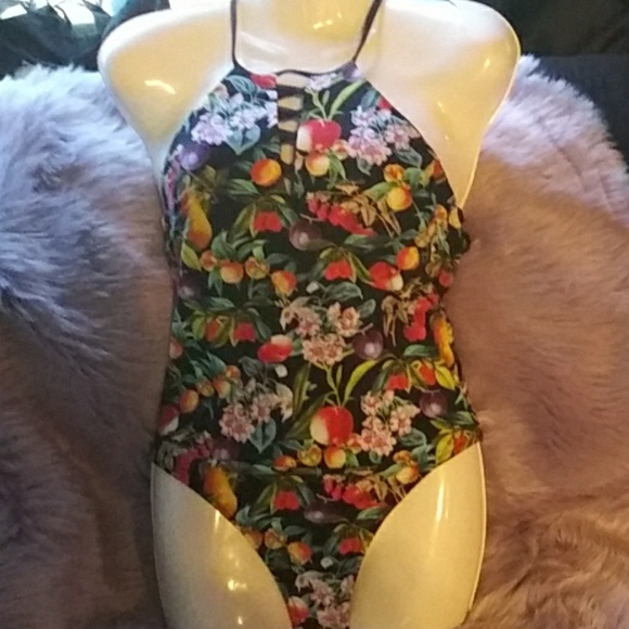 NANETTE LEPORE Dazed Denim 1 Piece Embroidered Bathing Suit NWT! CUTE